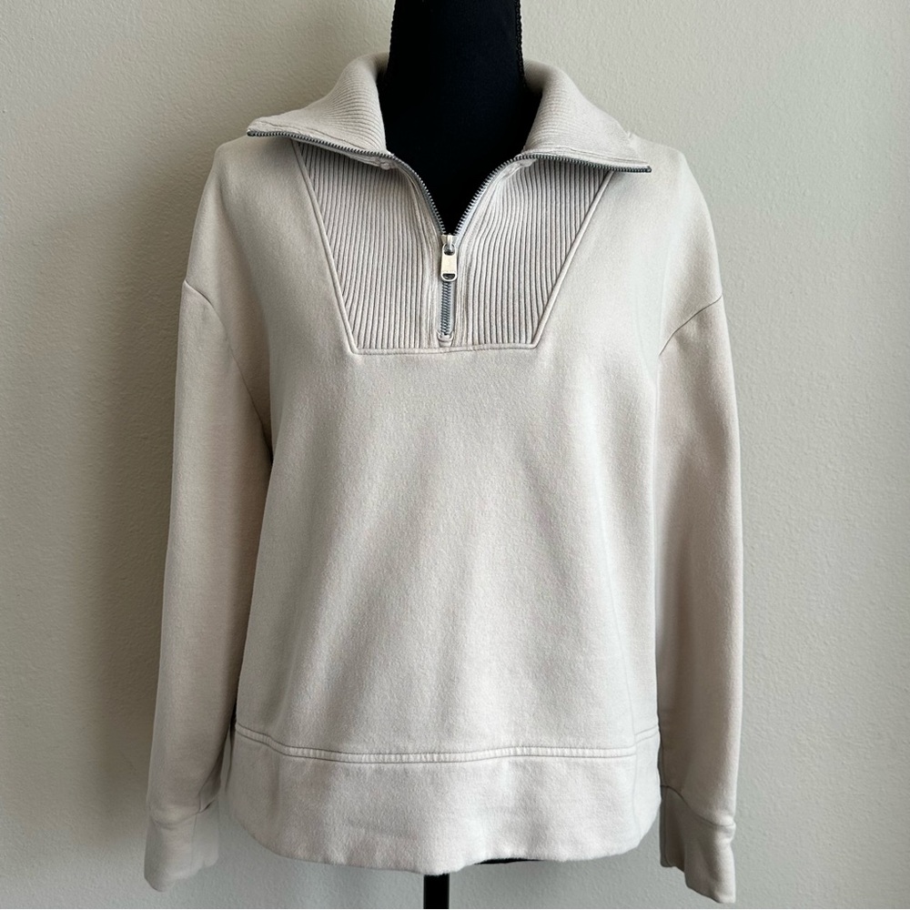 Athleta Cream Quarter-Zip Sweatshirt
